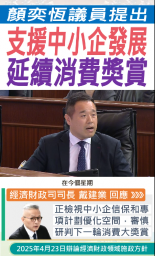 2025.04.23【經濟財政】顏奕恆議員關注支援中小企發展，延續消費獎賞