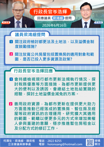 2026.06.16行政長官岑浩輝回應議員梁鴻細提問