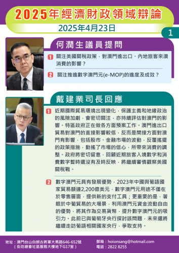 2025年4月23日 2025年經濟財政辯論 何潤生議員提問
