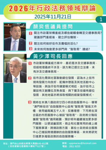 2025年11月21日 2026年行政法務領域辯論顏奕恆議員提問