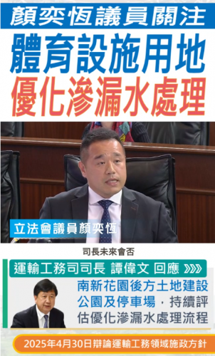 2025.04.30【運輸工務領域】顏奕恆議員關注體育設施用地 優化滲漏水