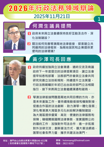2025年11月21日 2026年行政法務領域辯論何潤生議員提問
