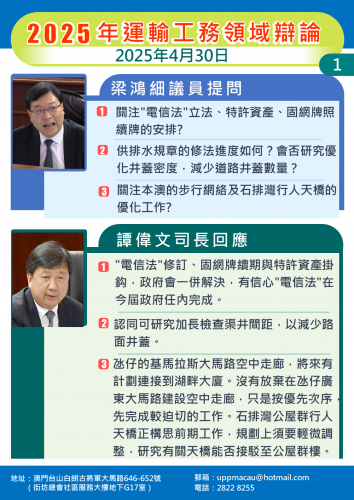 2025年4月30日 2025年運輸工務領域辯論 梁鴻細議員提問