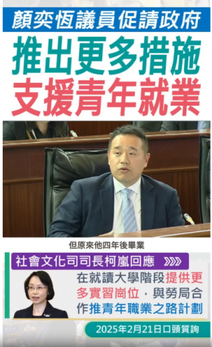 2025.02.20【口頭質詢】顏奕恆議員促支援青年就業