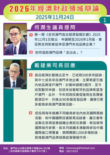 2025年11月24日 2026年經濟財政領域辯論何潤生議員提問